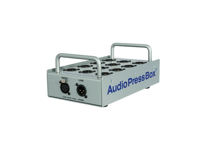 Audio Press Box APB-P112-SB Passive Portable Pressbox, 1 Line In, 12 MIC Out, Link