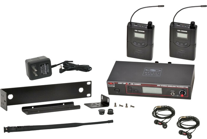 Galaxy Audio AS-1200-2 Wireless In-Ear Monitor System, 2 AS-1200R, 2 EB4 Ear Buds