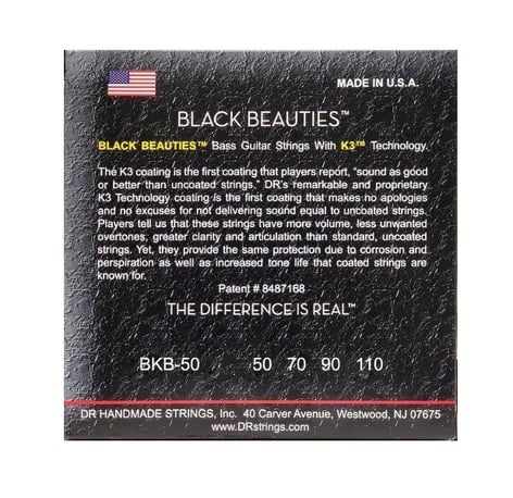 DR Strings BKB-50 Heavy Black Beauties K3 Coated Electric Bass Strings