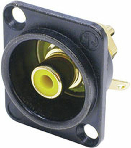 Neutrik NF2D-B-4 [Restock Item] D Series RCA Jack With Yellow Isolation Washer, Black Housing