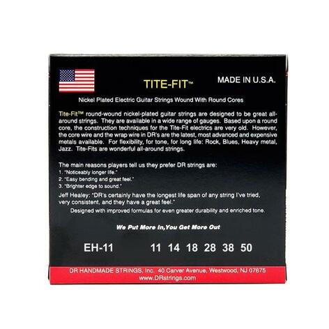 DR Strings EH11 Tite Fit Nickel Plated Electric Guitar Strings, Heavy 11-50