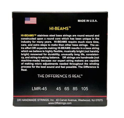 DR Strings LMR-45 Hi-Beam Stainless Steel Bass Strings, Medium 45-105 X-Long Scale