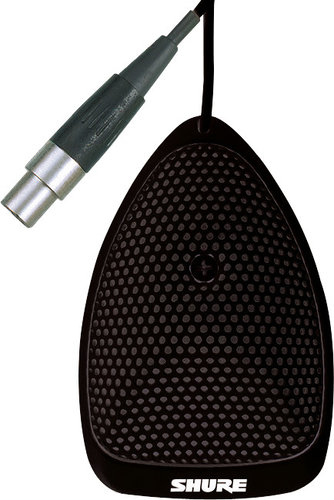 Shure MX391/C Cardioid Boundary Microphone With Cable And Preamp, Black