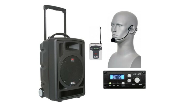 Galaxy Audio TV8-0010S000G 8" Rechargeable Portable PA System 120W, Wireless Headset