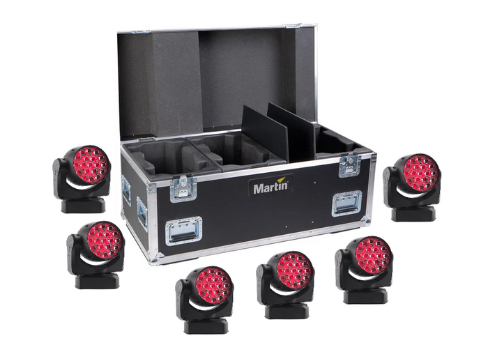 Martin Pro MAC Aura XB Six 19x15W RGBW LED Compact Moving Head Wash Fixtures In Six-Unit Flight Case