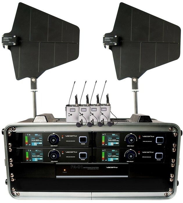 VocoPro BENCHMARK-QUAD-BP 4-Channel Wireless Belt Pack Lavalier Mic System