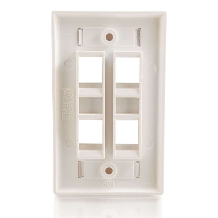 Cables To Go 03413 Four Port Keystone Single Gang Wall Plate, White