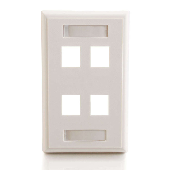 Cables To Go 03413 Four Port Keystone Single Gang Wall Plate, White