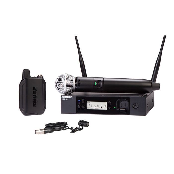 Shure GLXD124R+/85 Combo System With SM58 Microphone, WL185 Lavalier Microphone, & GLXD4R+ Receiver