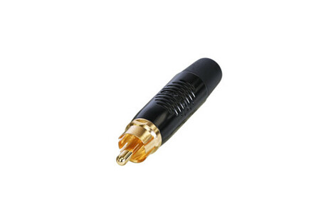 REAN RF2C-B-0-D RCA Plug With Gold Contact, Black, Black Boot, 100ct Box