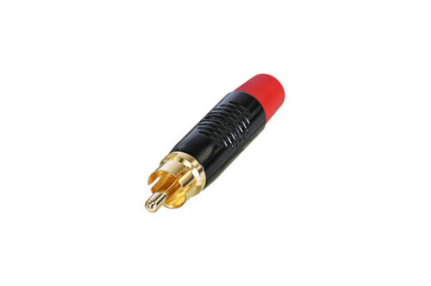 REAN RF2C-B-2 RCA Plug With Gold Plated Contacts, Black Shell, Red Boot