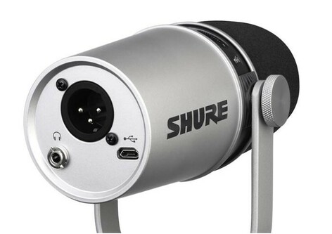 Shure Silver MV7 Headphones Bundle Silver MV7 Podcast Microphone And SRH440A Studio Headphones