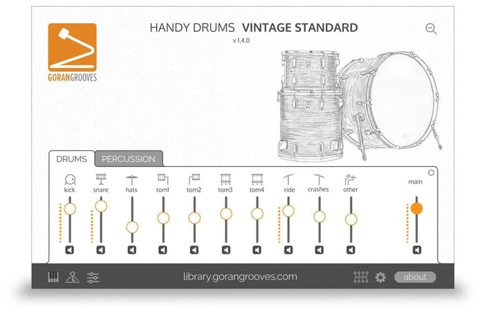 GoranGrooves Handy Drums- VINTAGE STANDARD Sampled Drums Virtual Instrument [Virtual]