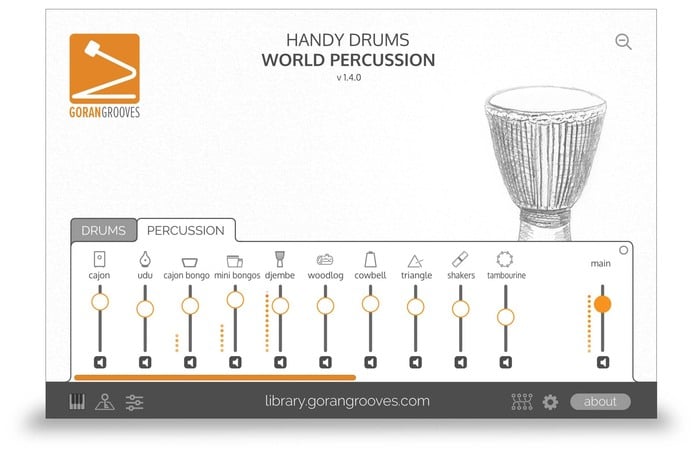 GoranGrooves Handy Drums- WORLD PERCUSSION Sampled Drums Virtual Instrument [Virtual]