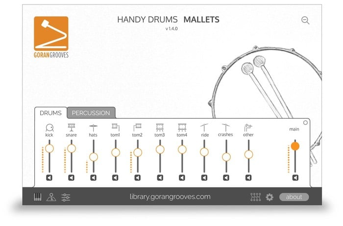 GoranGrooves Handy Drums- MALLETS Sampled Drums Virtual Instrument [Virtual]
