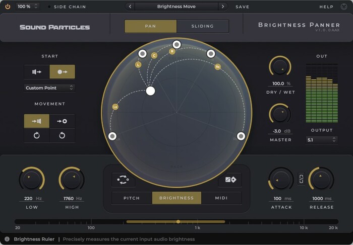 Sound Particles Brightness Panner Frequency-Controlled Panning Plug-In [Virtual]