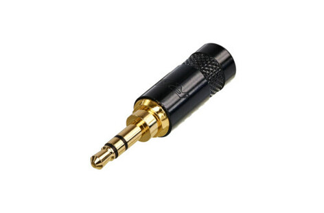 REAN NYS231BG-U 3 Pole 3.5mm Stereo Plug With Crimp Strain Relief, Black / Gold, Bulk