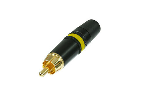 REAN NYS373-4-U RCA Plug With Gold Contacts, Yellow Color Coding, Cable OD 3.5 - 6.1mm, Bulk