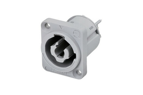 REAN RRAC3O-G-000-0 3 Pole AC PowerCON Outlet Connector With D-Size Mounting Flange, Grey Housing, Bulk