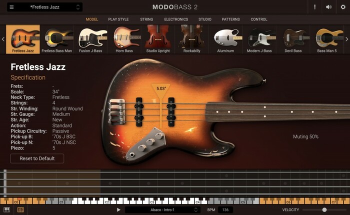 IK Multimedia MODO BASS 2 8x Physically Modeled Bass Virtual Instrument [Virtual]