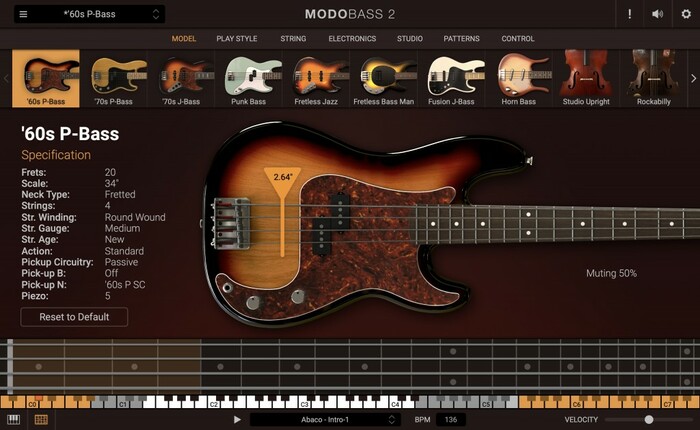 IK Multimedia MODO BASS 2 8x Physically Modeled Bass Virtual Instrument [Virtual]