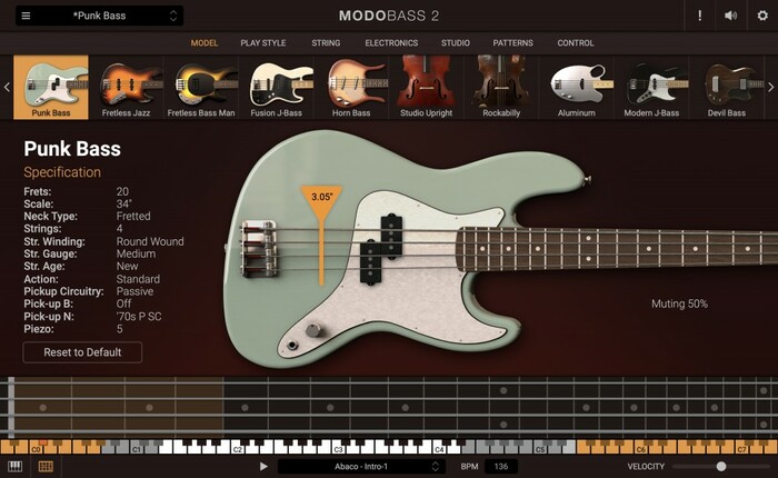 IK Multimedia MODO BASS 2 8x Physically Modeled Bass Virtual Instrument [Virtual]