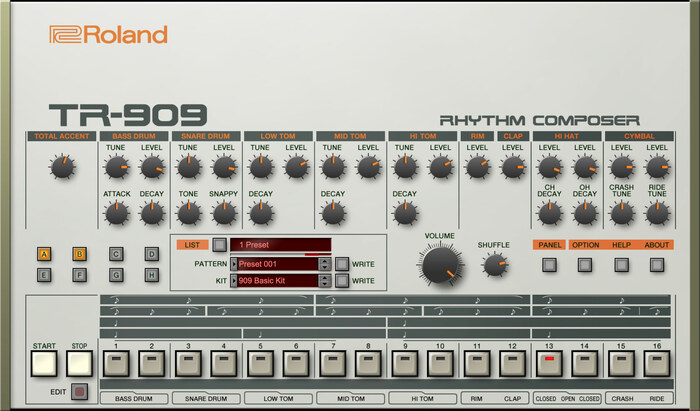 Roland TR-909 Software Rhythm Composer [Virtual]