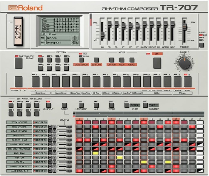 Roland TR-707 Analog Circuit Behavior Software Rhythm Composer [Virtual]