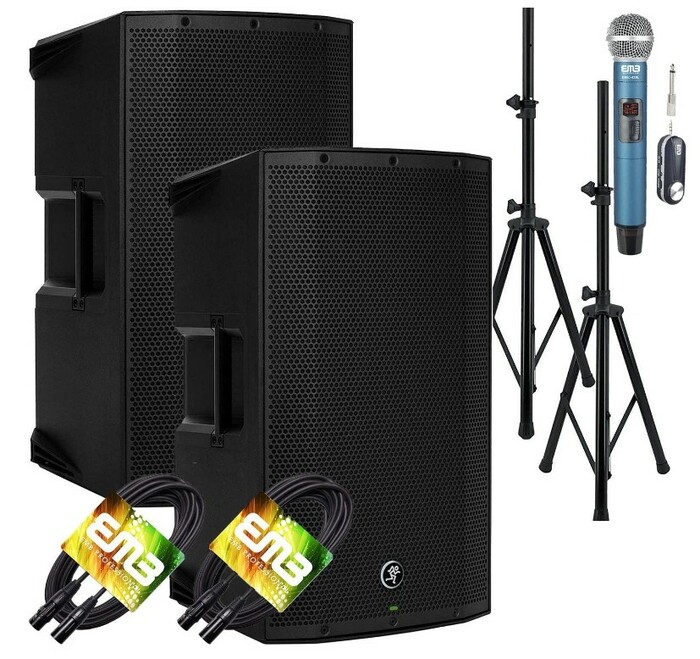 Mackie THUMP-212-DUAL-2-K Active Speaker Bundle, With Dynamic Mic, Stands And Cables