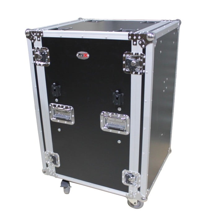 ProX T-18RSP24WDST 18U, 24" Deep Shockproof Vertical Rack With Casters And Two Side Tables