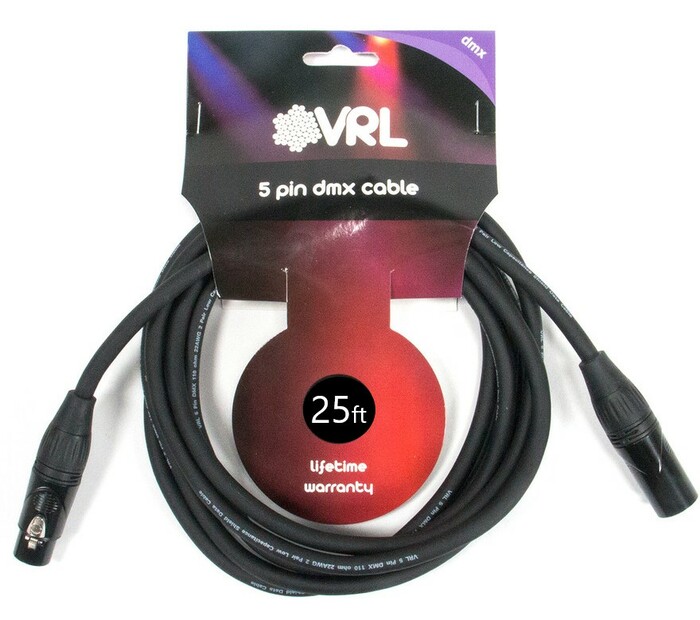 Elite Core VRLDMX5P25 DMX Cable, 5-Pin, 25'