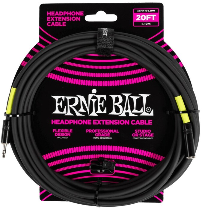 Ernie Ball P06425 20' 3.5mm - 3.5mm Headphone Extension Cable