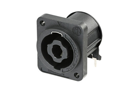 Neutrik NL4MDXX-H-3 4-Pole SpeakON Connector, Black Flange, Horizontal PCB Mount