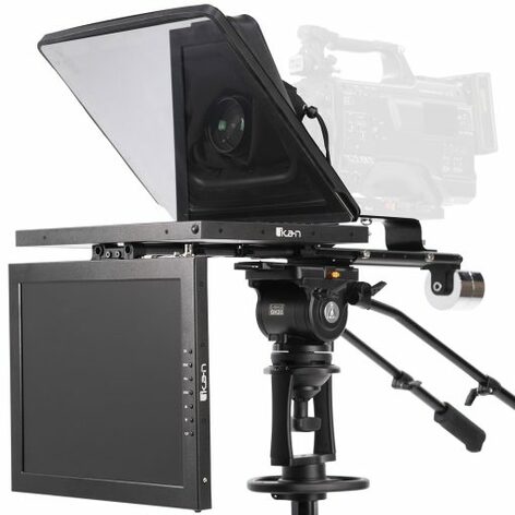 ikan PT4500-TM-PEDESTAL-TK 15" Teleprompter, Pedestal & Dolly Turnkey W/ Talent Monitor & Travel Cases