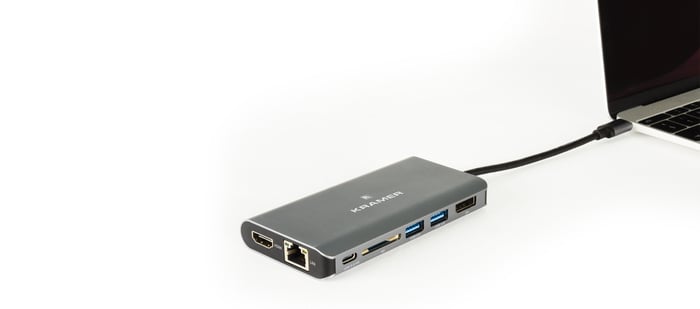 Kramer KDock-3 USB-C 3.0 Hub Multiport Adapter With HDMI And DisplayPort Out And USB/Ethernet/SD Ports