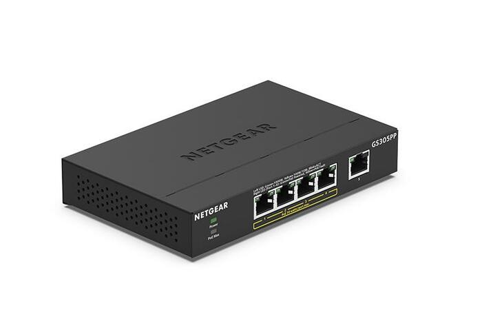 Netgear GS305PP-100NAS 5-Port Gigabit Ethernet PoE+ Unmanaged Switch