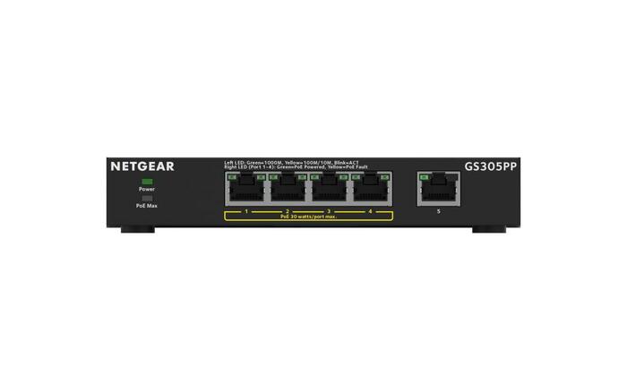 Netgear GS305PP-100NAS 5-Port Gigabit Ethernet PoE+ Unmanaged Switch