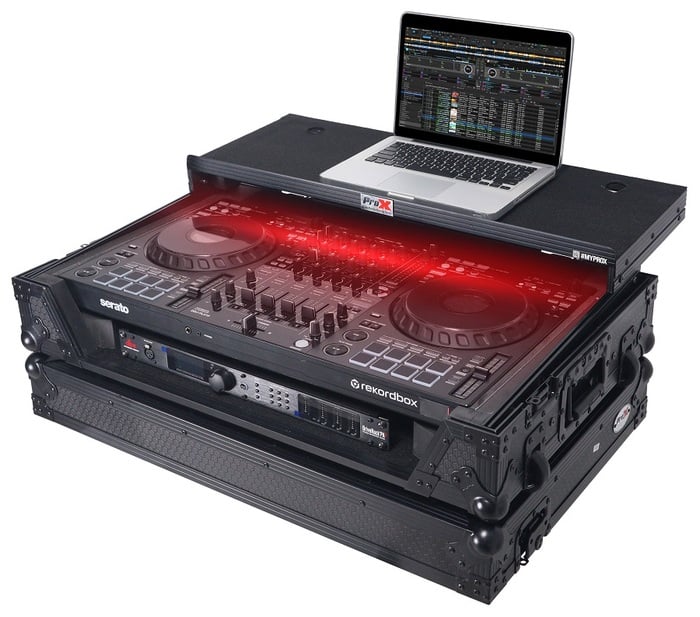 ProX XS-FLX102U WLTBL LED Pioneer DDJ-FLX10 Case With Sliding Laptop Shelf And Wheels, Black