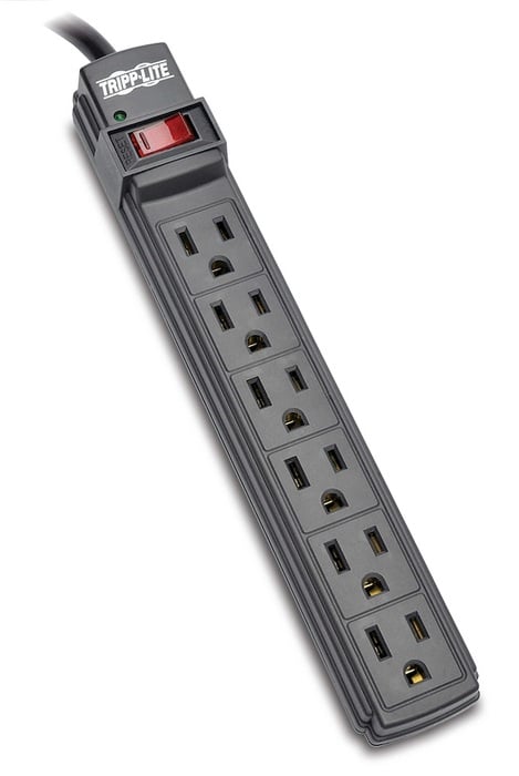 Tripp Lite PS66B 6-Outlet Power Strip, 6' Cord, Black Housing