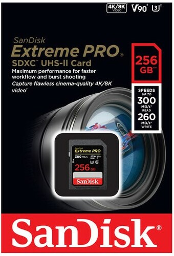SanDisk SDSDXDK256GANCIN Extreme PRO 256GB UHS-II Memory Card