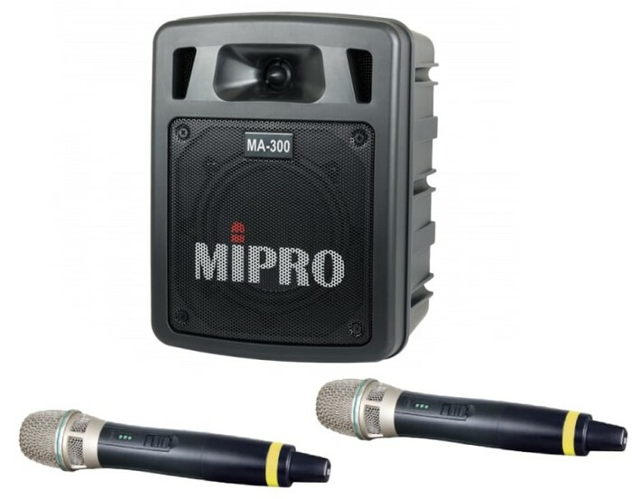 MIPRO MA-300/ACT-58H2 1-Channel PA System With 2 Handheld Microphones Bundle