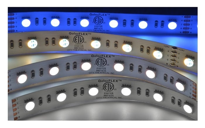 City Theatrical 505024QRGBCW605201 QolorFLEX Quad Chip 4-in-1 LED Tape, RGB + Cool White