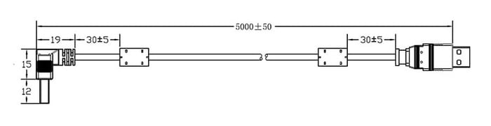 Xenarc CABLE-RA-USB-5M 16.4' USB Cable With 90 Degree Connector