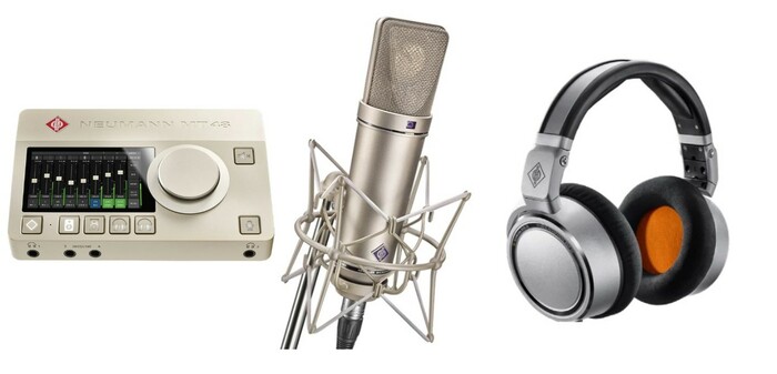 Neumann Voice Over U 87 Ai Bundle Condenser Mic With Audio Interface And Headphones