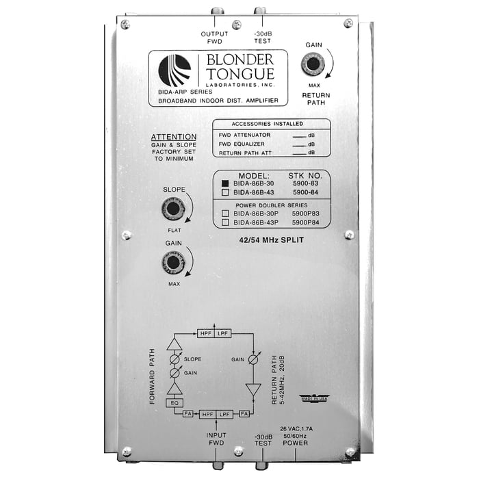 Blonder-Tongue BIDA 86B-30P Broadband Indoor Distribution Amplifier