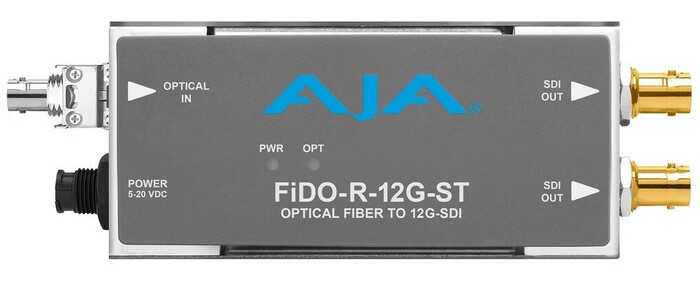 AJA OG-FIDO-R-12G-ST 1-Channel 12G-SDI/ST Single Mode ST Fiber Receiver, DashBoard Support