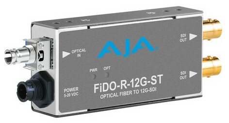 AJA OG-FIDO-R-12G-ST 1-Channel 12G-SDI/ST Single Mode ST Fiber Receiver, DashBoard Support