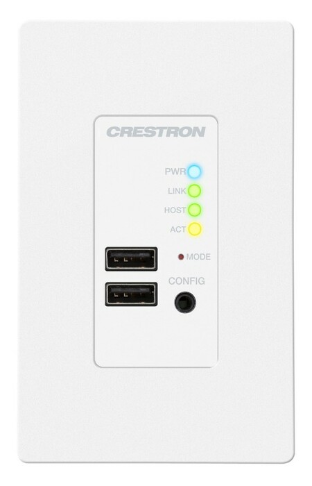 Crestron USB-EXT-2-REMOTE-1GW USB Over Category Cable Extender Wall Plate, Remote, White