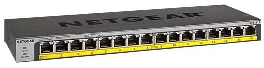 Netgear GS116LP-100NAS Unmanaged Power Over Ethernet PoE Switch