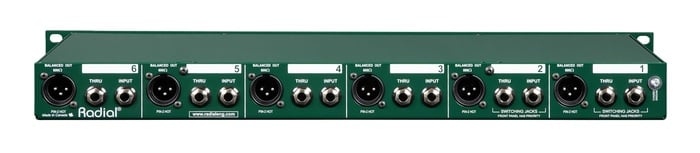 Radial Engineering JD6 6-Channel Passive DI For Keyboards, 1RU 19" Rackmount, 1/4" And RCA Inputs